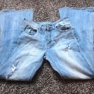 American Eagle HI Rise Distressed Boot Cut Jeans